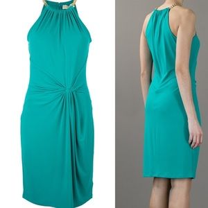 Michael Kors twist front chain detail halter dress